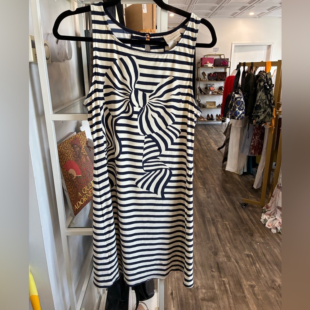 kate spade Navy and White Striped Bow Sheath Dress